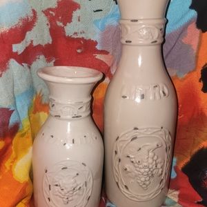 Set of 2 Vintage Ceramic Italian Wine Carafes